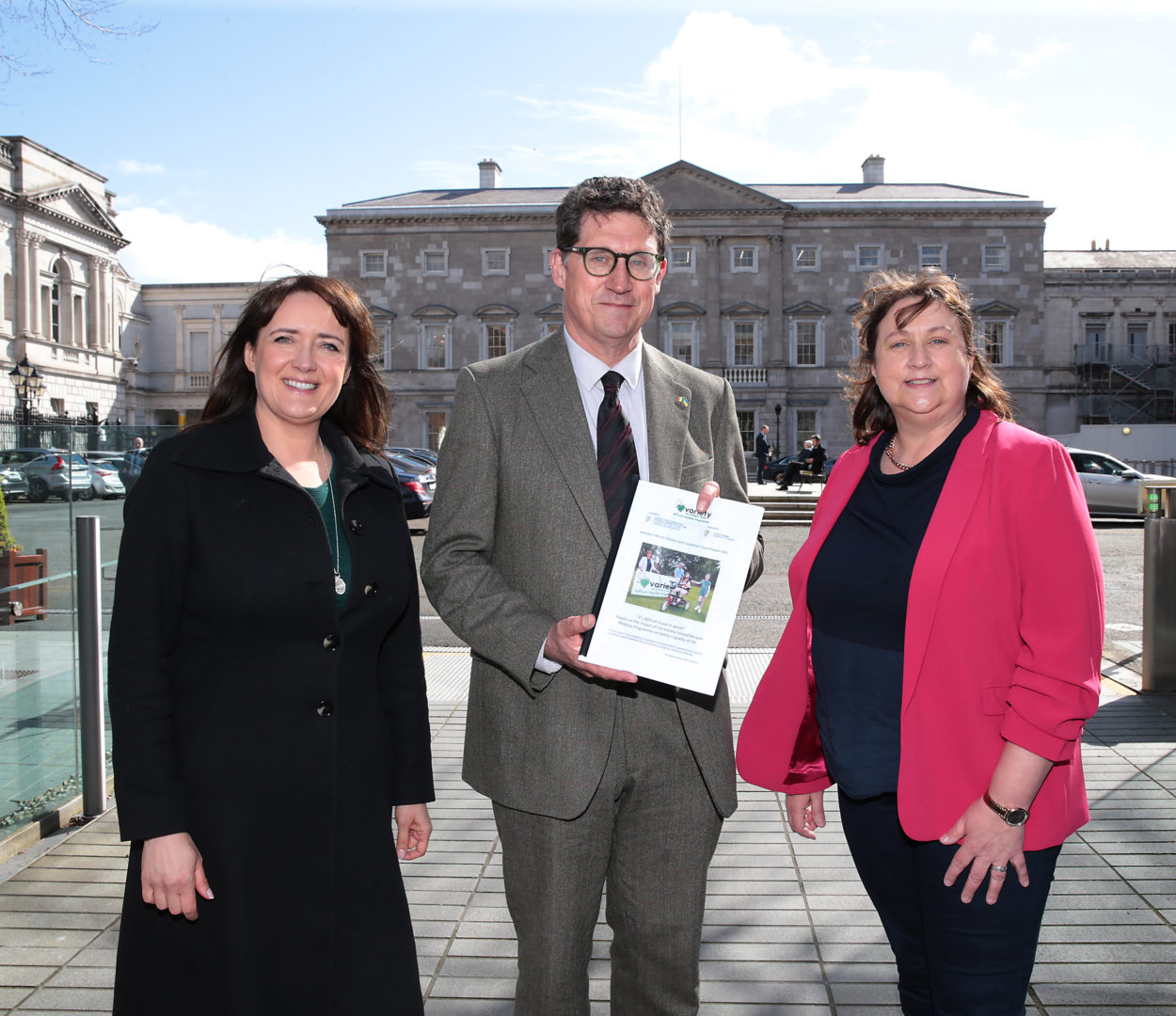 Dr Jolanta Burke from the Royal College of Surgeons Ireland pictured here presenting her report to Minister for Transport Eamon Ryan and Minister of State for Disabilities Anne Rabbitte